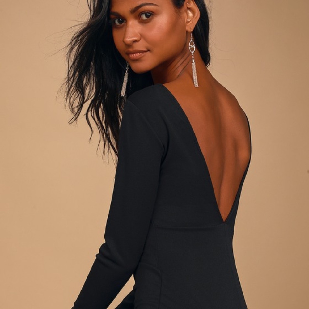 Lulus Wait For Me Black Long Sleeve Maxi Dress - Size L